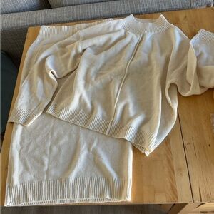 Cream Knit Sweater and Skirt Set